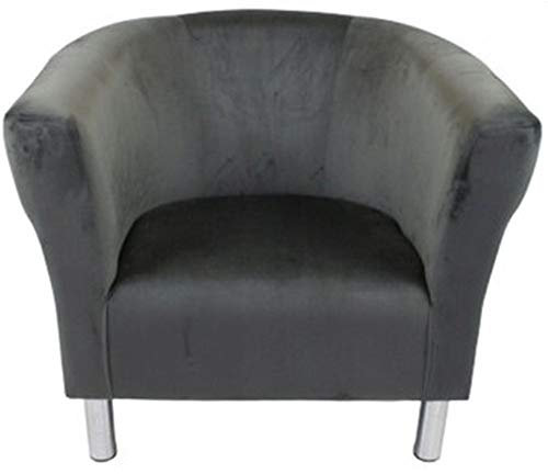 MartHome Club Trio Sessel, Gepolsterter Sessel Chromfüßen, Clubsessel, Cocktailstuhl Veloursstoff, Sitzsack, Plüsch Loungestuhl, Sessel Für Wohnzimmer/Wartezimmer/Bürosessel (grau)