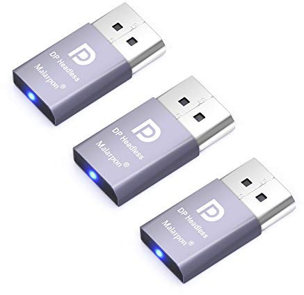 Malarpon DispalyPort Headless Ghost Display Emulator mit blauem Licht für PC 4K DP Dummy Plug (Fit Headless 1080@60Hz-3840x2160@17Hz) 3P