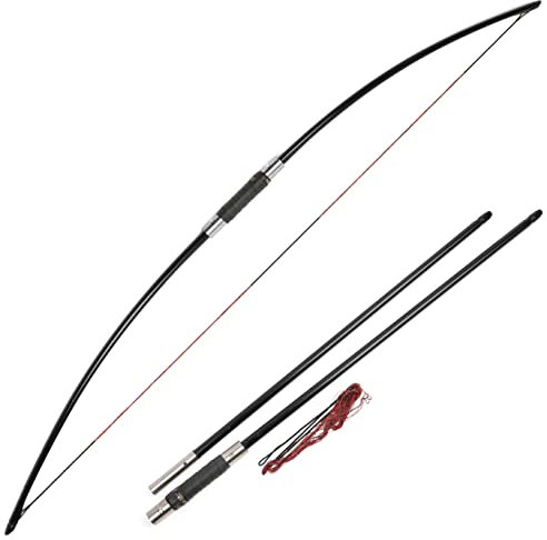 SHARROW Bogenschießen Langbogen Jagdbogen Traditioneller Recurvebogen Pferdebogen Takedown Englischer Longbow 25-100lbs Taktischer Überlebensbogen für Erwachsene (45lbs, Typ 1)