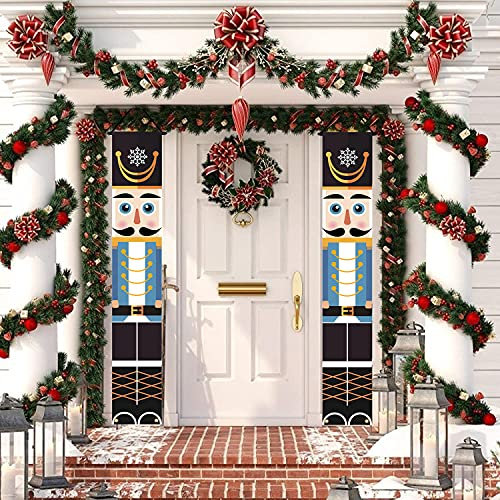 Schiaccianoci, decorazioni natalizie per esterni, portico, decorazione da appendere, modello soldato, striscioni per schiaccianoci – per vacanze all'aperto, interni, bambini, feste, 1 paio