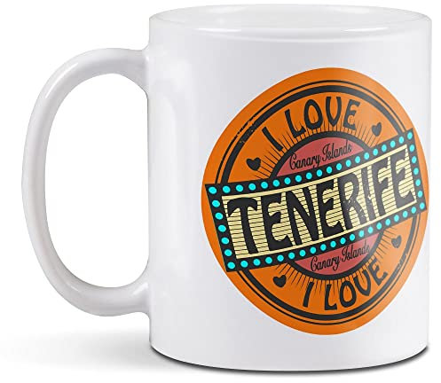 1 x 11oz (284ml) White Ceramic Mug Cup - I Love Tenerife Canary Islands Travel Design for Coffee Tea Drinks Kitchen Birthday Office Fun #5515