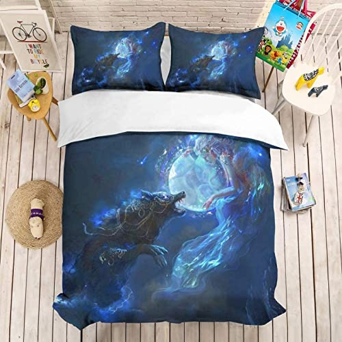 HONGNIU Bettwäsche Set Die SchöNe Und Das Biest Bettbezug 135x200 cm weich bequem atmungsaktiv Hypoallergen Mikrofaser Bettbezüge Und 2 Kissenbezug,Geeignet für Jungen Mädchen Kinder
