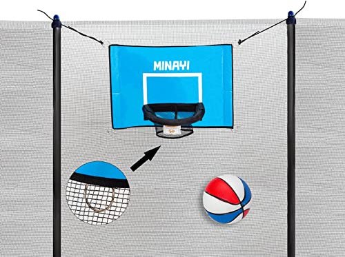 MINAYI Basketballkorb für Trampolin | inkl. kleinem Basketball | wasserdichte und Sonnenschutzmaterialien | Auswahl von Trampolin Basketball Spiel (C)