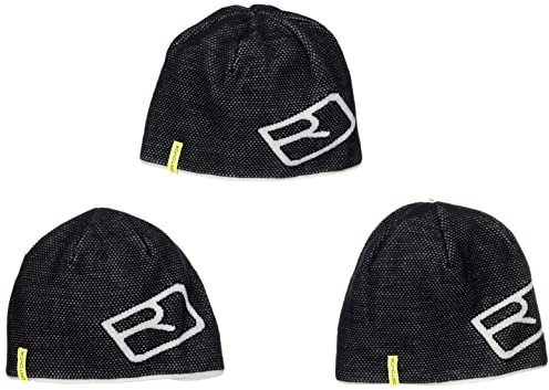 ORTOVOX Unisex Merino Logo Knit Beanie Baskenmütze, Schwarz (Black Raven), Einheitsgröße EU