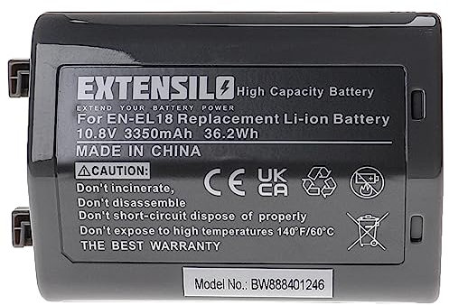 EXTENSILO batteria compatibile con Nikon D4, Z9 fotocamera digitale DSLR (3350mAh, 10,8V, Li-Ion, nero)
