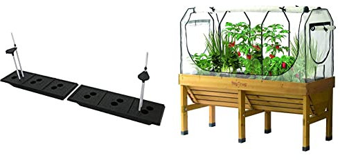 VegTrug Classic Self Watering Kit Medium 1.8m, Black & Medium Greenhouse Frame & Multi Cover Set, White