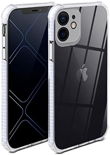 ONEFLOW für iPhone 12 Hülle Silikon transparent, Handyhülle mit stoßfestem Bumper Backcover durchsichtig Silikonhülle kabelloses Laden Schutzhülle, Cushion Case, Weiss