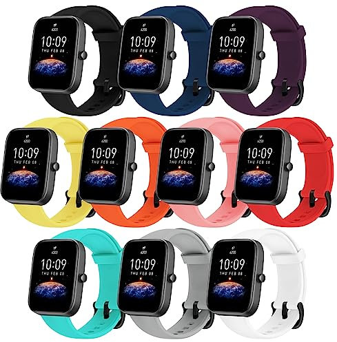 SEANTUA, 10 Pack Armband Kompatibel für Amazfit GTS, 20mm , Amazfit Bip 3 Pro/Bip 3/ Bip Lite/Bip S/Bip U Pro/Bip S Lite/Amazfit GTS 4/ GTS 4 Mini/GTS 3/ GTS 2 Mini/GTS 2/ GTS 2e/ GTR 42mm