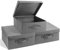 Augfox 3 Pack Collapsible Storage Box - Photo Storage Boxes, Storage Boxes with Lids Fabric for Clothes, Books, and Toys (Dark Grey, 36x32x16cm)