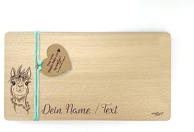 Holzbrettchen mit Alpaka - Frühstücksbrett mit Gravur - Vesperbrett Jausenbrett Brotzeitbrett personalisierbar - Geschenkidee - von zAcheR-fineT