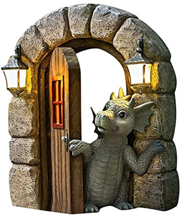 FUNOMOCYA Resin Drachenfigur Wanddeko Meditierter Drache Gartenstatue Für Innen Außen Robuste Harz Skulptur Für Garten Balkon Büro Für Feste Anlässe