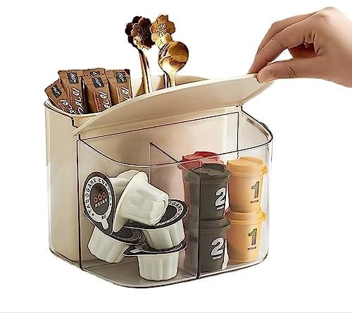 Hosoncovy Soporte de almacenamiento para cápsulas de café y azúcar, estante para paquetes de té y estante para bolsitas de té para armario y encimera (blanco)