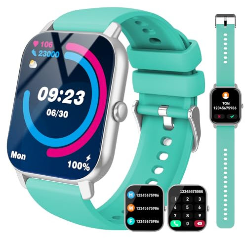 Csasan Reloj Inteligente Mujer Hombre, 1.85 Smartwatch con Llamadas Bluetooth, Smartwatch Hombre Mujer con 112 Deportes Modos y Monitor de Ritmo Cardíaco Sueño, IP68 Impermeable Verde