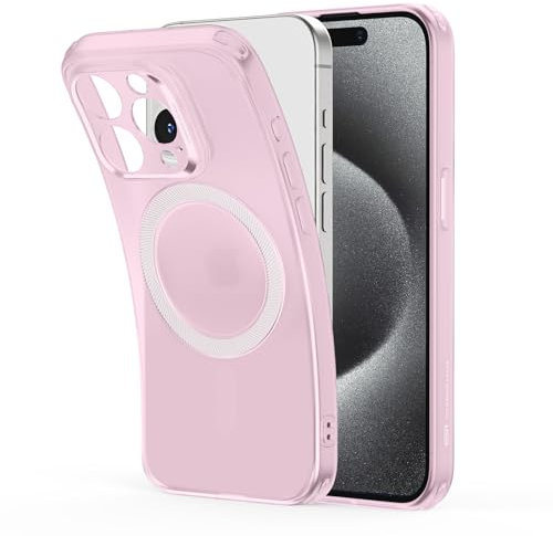 ESR für iPhone 15 Pro Max Hülle, MagSafe Kompatibel, Kameraschutz Stoßfeste Dünne Handyhülle für iPhone 15 Pro Max Case, Widersteht Vergilbung Kratzern Magnetische Silikon Schutzhülle, MattiertRosa