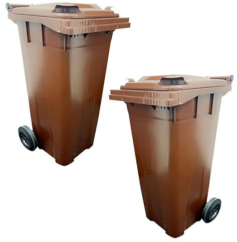 STAR SUPPLIES Brown 140 Litre Strong Waste Recycling Outdoor Compact Sized Wheelie Bin With Lid & Wheels