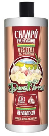 DONA FLORA – Pflanzliches Reparatur-Shampoo mit Knoblauch & Keratin 1000ml – Für Alle Haartypen – Stärkend und Revitalisierend – Sanfte Pflege für Strapaziertes Haar