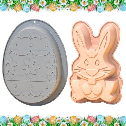 Moule Paques, Moule Lapin de Paques, Moule Oeuf de Paques, Moule Chocolat Paques, Moule à Gâteau Oeuf Lapin Pâques, Moule à Pâtisserie en Silicone, Moules Silicone DIY Chocolats, Bonbons, Gâteau