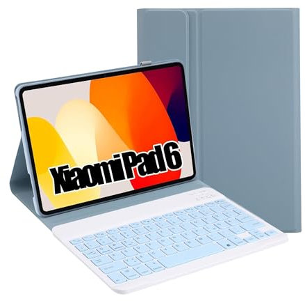 Jeloyutek für Xiaomi Pad 6 2023 Tastatur Hülle, QWERTZ Layout Magnetisch Abnehmbarer Tastatur mit Hülle für Xiaomi Pad 6/Pad 6 Pro 11 Zoll 2023, Blau