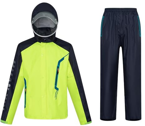 Ynport Crefreak Herren Regenanzug Outdoor Wasserdichter Overall Atmungsaktive Regenjacke und Hose Set Unisex Radsport Regenmantel Kapuzen Regenbekleidung für Herren Damen,Grün,XL