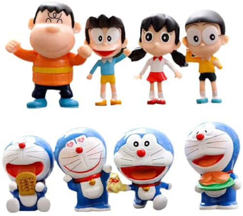 8 Stück Doraem-on Cake topper,Doraem-on tortendeko Dorae-mon Kuchendekoration ，Autodekoration, Doraemo-n Spielset Mini Figuren Set Geburtstagsfeierzubehör Cupcake Figuren Partyzubehör…