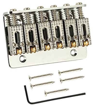MULAIDI 65 mm Top Load Saitenhalter Gitarre Roller Bridge Hardtail mit Schrauben und Schraubenschlüssel 6 Saiten Gitarre Bass Ersatzteile 6 Saiten Brücke Platte Roller Bridge Hardtail Bridge 6