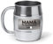mundohuevo® Jarra de cerveza personalizada acero inoxidable 304 | Regalo original para madres | Mama te queremos un huevo | Color plateado aspecto barril | Capacidad 500 ml.