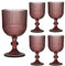 Ribbed Wine Glasses Set of 4 Mid-Century Modern Style Glassware Wine Glass Goblets Dishwasher Safe Alfresco Dining Coloured Dining Drinking Set (Pink)