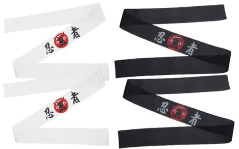 Milisten 4 Stück Ninja-Druck-Kopftuch-Stirnband Japanische Stirnband Für Männer Stirnband Für Männer Bandanas Breite Stirnbänder Für Frauen Japan-Stirnband Lauf-Stirnband Chef Supply