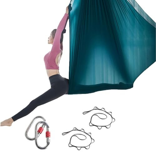 Schaukeltuch Indoor, Aerial Yogatuch, Yoga-Schaukel, Yogatuch Zum Aufhängen, Hängematten, Yoga Vertikaltuch, Yogatücher, Akrobatik Tuch Zubehör für Erwachsene(5X2.8M)(Dunkelgrün)