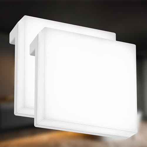 BRILONER - 2er Set LED Spiegelleuchte Bad 2 in 1 Montage, IP44 Spritzwasserschutz, 4.000K neutralweiß, Badezimmerlampe, Spiegellampe klemmbar, Lampe Badezimmer, Spiegelbeleuchtung, 8x8x3,5 cm, Weiß