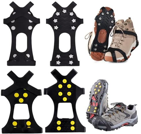 2 Paar Anti Rutsch Schuhspikes - Langlauf Schuhbedarf Schuhkrallen - rutschfeste Eisspikes für Schuhe und Stiefel - Antirutsch Spikes Glatteis - Steigeisen, Spikes zum Überziehen