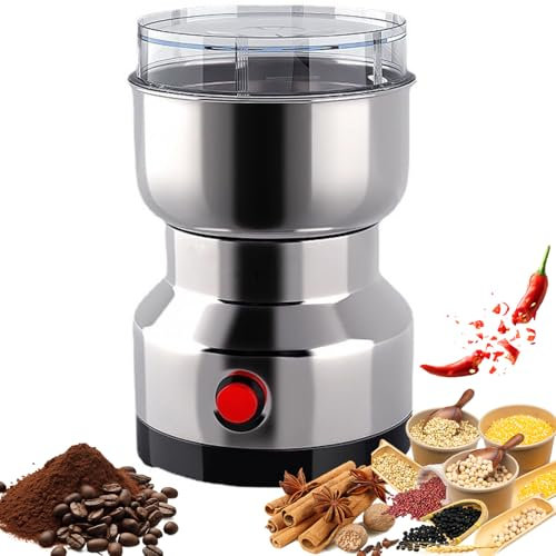 Licuadora de Especias, Molinillo de 250 W para Cocina, Cuerpo Totalmente de Acero Inoxidable, Molinillo de Especias eléctrico, 7.05 oz portátil y Compacto, trituración de Alta Velocidad 6 s