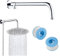 Braccio Doccia,Braccio per Soffione Doccia Acciaio Inossidabile Braccio di Estensione Supporto in Rame Braccio Doccia Cromato Lucido con Nastro Sigillante In PTFE 2 Rotoli (Argent, 31CM)
