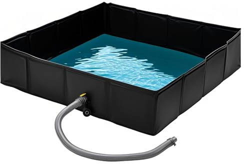 Ynotus 10 High x 40″Portable Camping Shower Base Collapsible Outdoor Shower Basin with Drain Hose and Hose Clamp Used for Shower Tent Base Wilderness Camping, Rv, Temporary Shower Stall Pets