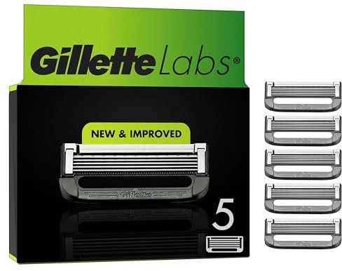 Gillette Labs Rasierklingen für Männer, 5 Original Ersatzklingen, Klingen für Herren Kompatibel mit allen GilletteLabs Rasierern (inkl.Heated Razor)