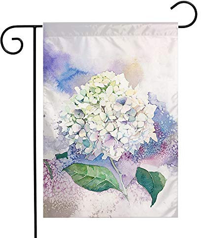 Garten Flaggen Hochzeit Aquarell Abstrakte Weiße Hortensie Blume Von Hand Bemalt Blumenstrauß Blume Natur Wasser Druck Hanging Flag Durable Balkonflagge Feiertage Flags Für 30x45cm