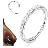 BodyBonita G23 Titan CZ Nasenring Creolen - 16G Septumringe Nasenpiercings Clicker Knorpelohrring für Frauen Helix Rook Tragus Conch Piercing Schmuck Daith Ring Silber 12mm 1.6mm