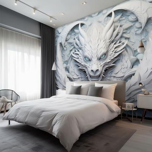 Generisch Tapete 3D Fototapete 3D Relief Drache 200 x 140 cm Vliestapete Wandbild Fototapeten, Vlies Tapeten Wandtapete Schlafzimmer, Wohnzimmer, TV Hintergrund Wand Moderne Wanddeko &KUM571