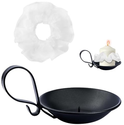 Kerzenteller Halloween Kerzenständer Schwarz,Halloween Dekorationen,2 Tropfschutz,Kerzenuntersetzer mit Dorn für Kerzen bis 6cm Durchmesser kommunionkerze,Kommunion,Vintage Herbstdekoration