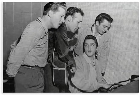 hwncsayu Leinwandposter Elvis Presley, Johnny Cash, Jerry Lee Lewis, Schwarz und Weiß, limitierte Auflage, Schlafzimmer, Dekoration, Landschaft, Büro, Raumdekoration, Geschenk, 50 x 75 cm