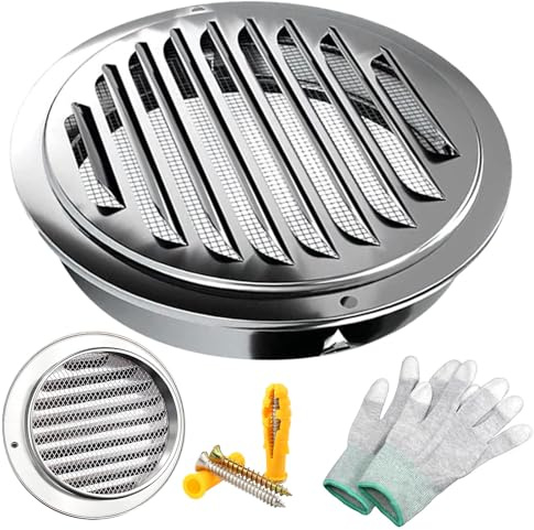 Lüftungsgitter 150mm Edelstahl Ablufthaube Belüftungsgitter Lüftungsrosette Lüftungsabdeckung Eingebautes Insektenschutzgitter Sehr Witterungsbeständig Anti-Downdraft(201 stainless steel,150mm/6in)