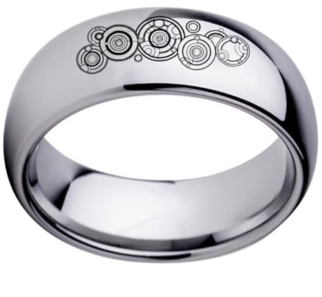 Der Ring, Ring inspiriert vom Symbol des Zeitstrudels, Doctor-Who-Time-Lord-Kuppel-Titanstahlband for Doctor-Who-Fans