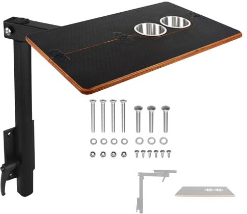 Verstellbarer Wohnmobil-Tisch mit 360° Drehung und faltbarer Tischplatte, robustes Aluminium-Sockelbein für Wohnmobil, Boot, Wohnmobil und Anhänger, platzsparend, 25 kg Tragkraft (schwarzes Tischbein