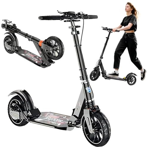 GHBXJX Cityroller klappbar-Tretroller mit 200 mm Luftreifen & Doppelfederung für Erwachsene & Kinder, Höhenverstellbar 84–110 cm, Belastbar bis 150 kg, ABEC-7 Kugellager, Schnellfaltbar Schule