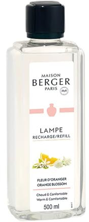 MAISON BERGER - Recharge Lampe Berger Fleur d'Oranger - Prête à l'emploi - Parfume et Purifie - Diffusion Fine, Homogène et Longue Durée - 500ml