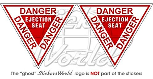 Vinyl-Sticker, Aufkleber, 90 mm, 2 Stück – Motiv: „DANGER EJECTION SEAT“, US Air Force, Martin Baker