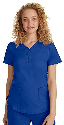 Healing Hands Jane 2167 Damen Schlupfkasack mit Y-Ausschnitt, Taschen und Stretch, Galaxy Blau, X-Klein
