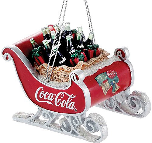 Kurt Adler Coca-Cola Slitta in Resina con Bottiglie Ornamento #CC2155
