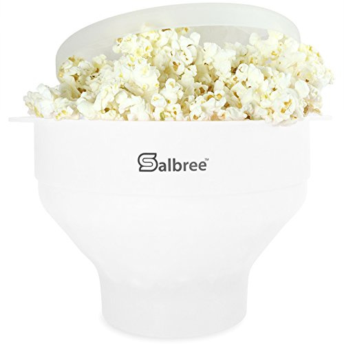 La máquina original Salbree plegable de silicona para hacer palomitas de maíz para microondas, cuenco para microondas con capacidad para 16 tazas, utiliza aire caliente y aceite siempre opcional, la