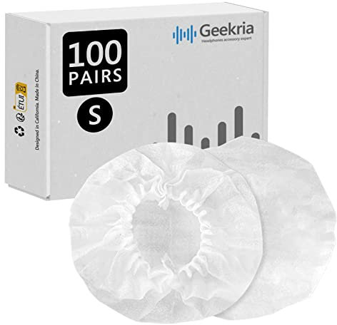 Geekria 100 Paar kleine Dehnbare Ohrhörerhüllen/Einweg-Hörmuschel für Hygiene, passend für AKG N60NC, Y500 Wireless, Y30, Sennheiser Urbanite, HD 25 Light, HD 25 Plus Kopfhörer (weiß)